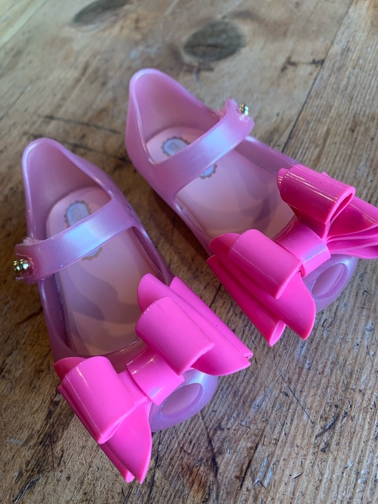 Mini Melissa Other - Mini Melissa Pink Jelly Mary Jane Shoes with Layered Bow